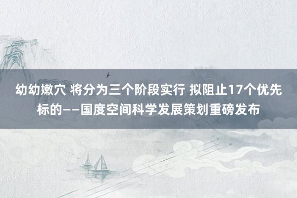 幼幼嫩穴 将分为三个阶段实行 拟阻止17个优先标的——国度空间科学发展策划重磅发布