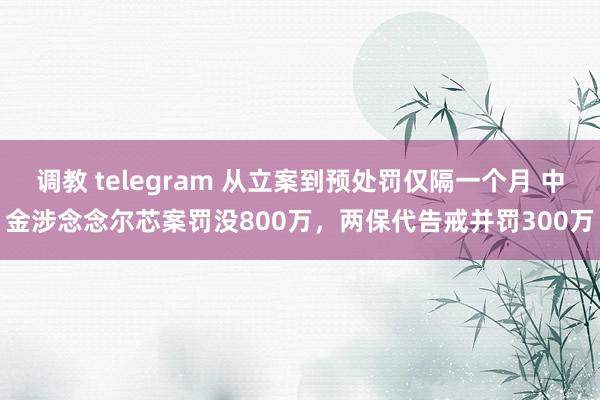 调教 telegram 从立案到预处罚仅隔一个月 中金涉念念尔芯案罚没800万，两保代告戒并罚300万