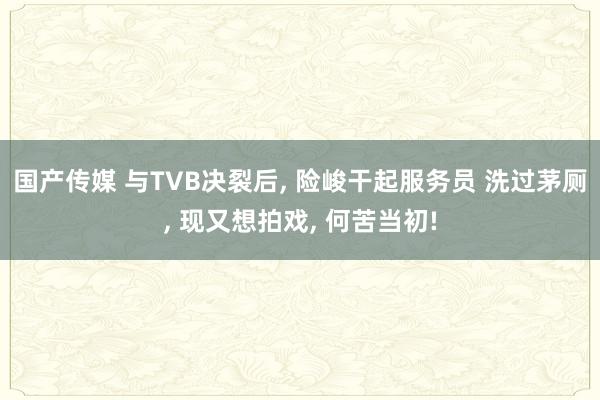 国产传媒 与TVB决裂后， 险峻干起服务员 洗过茅厕， 现又想拍戏， 何苦当初!