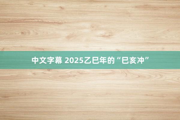 中文字幕 2025乙巳年的“巳亥冲”