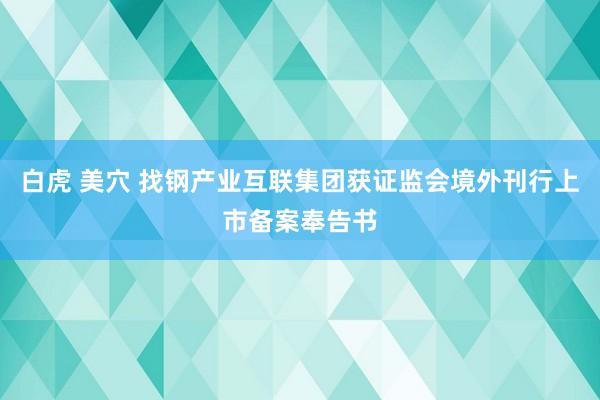 白虎 美穴 找钢产业互联集团获证监会境外刊行上市备案奉告书