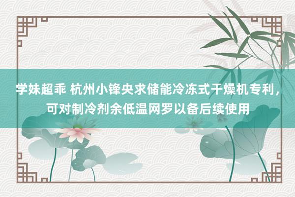 学妹超乖 杭州小锋央求储能冷冻式干燥机专利，可对制冷剂余低温网罗以备后续使用